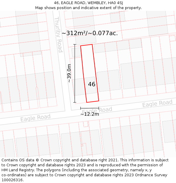 46, EAGLE ROAD, WEMBLEY, HA0 4SJ: Plot and title map