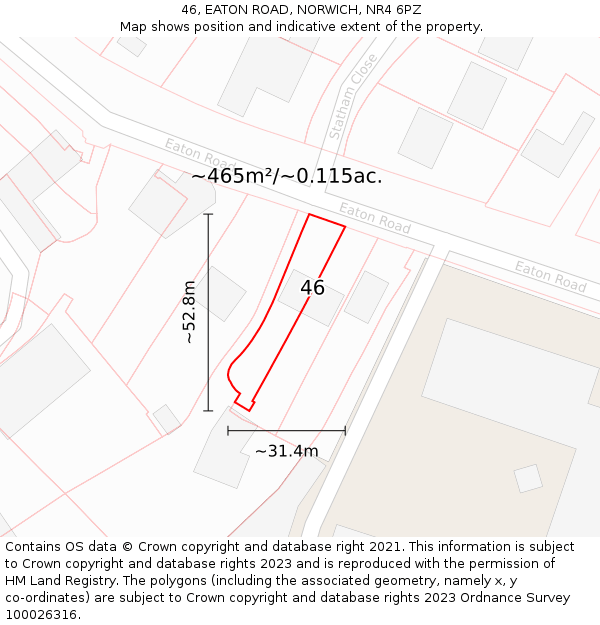 46, EATON ROAD, NORWICH, NR4 6PZ: Plot and title map