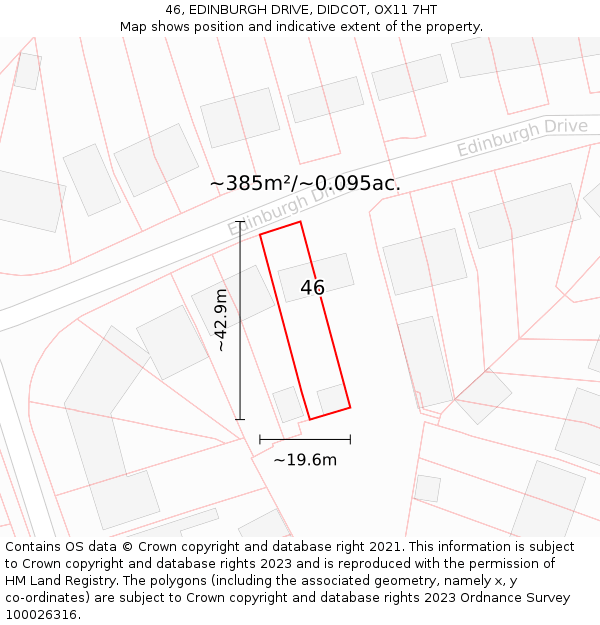 46, EDINBURGH DRIVE, DIDCOT, OX11 7HT: Plot and title map
