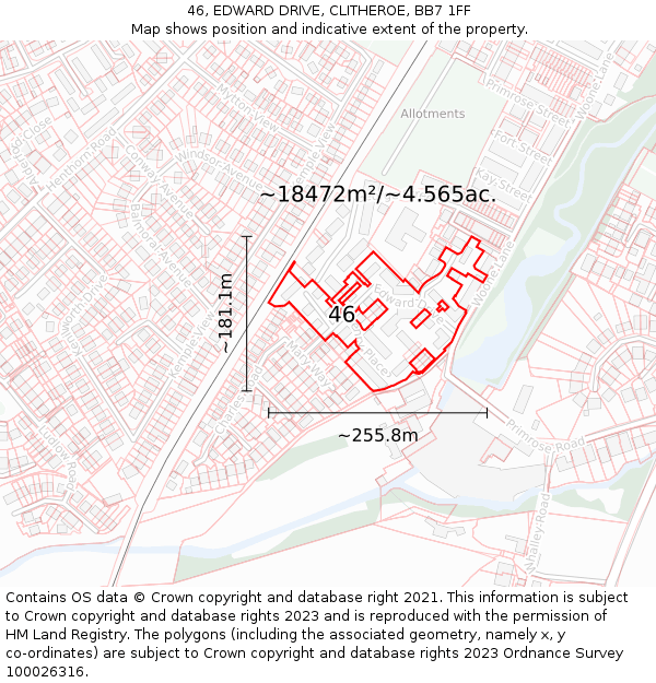 46, EDWARD DRIVE, CLITHEROE, BB7 1FF: Plot and title map