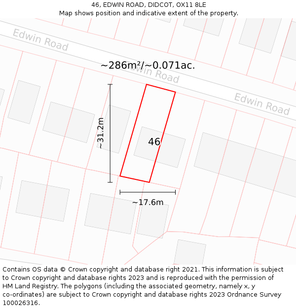 46, EDWIN ROAD, DIDCOT, OX11 8LE: Plot and title map