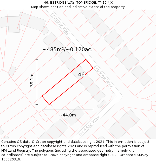 46, ESTRIDGE WAY, TONBRIDGE, TN10 4JX: Plot and title map