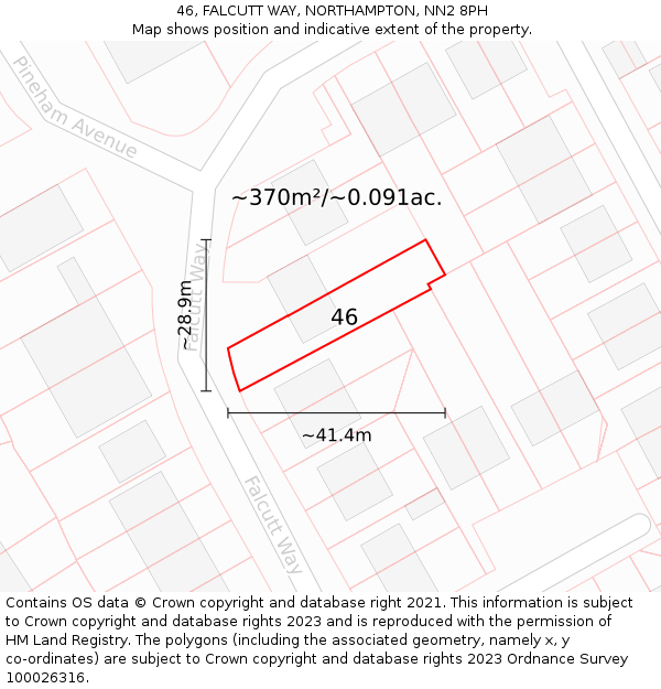 46, FALCUTT WAY, NORTHAMPTON, NN2 8PH: Plot and title map