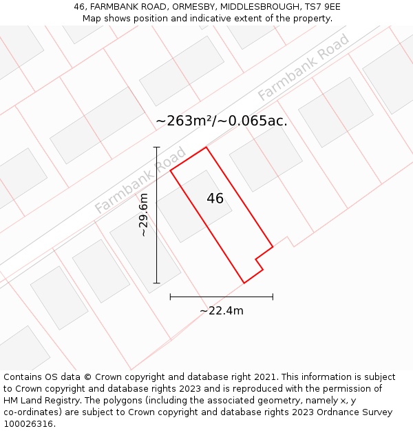 46, FARMBANK ROAD, ORMESBY, MIDDLESBROUGH, TS7 9EE: Plot and title map