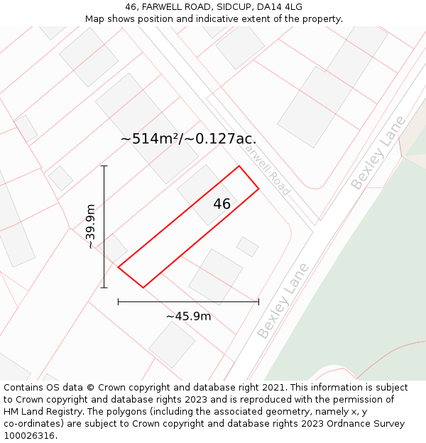 46, FARWELL ROAD, SIDCUP, DA14 4LG: Plot and title map