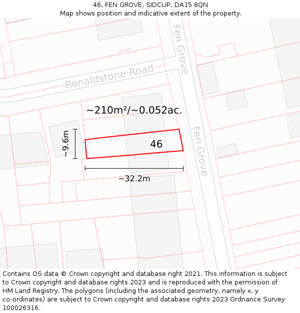 46, FEN GROVE, SIDCUP, DA15 8QN: Plot and title map