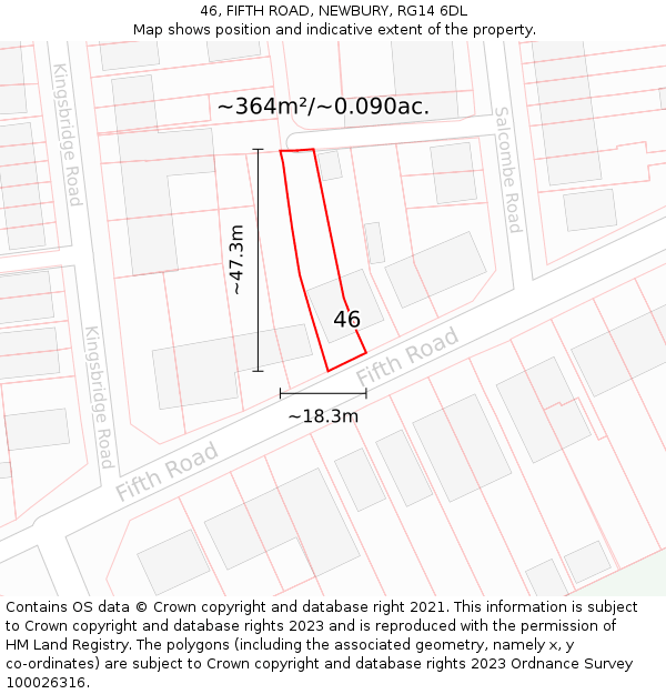 46, FIFTH ROAD, NEWBURY, RG14 6DL: Plot and title map
