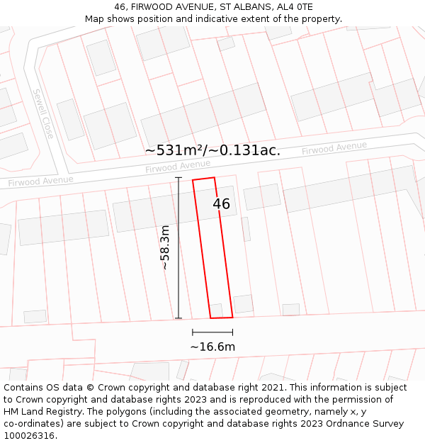 46, FIRWOOD AVENUE, ST ALBANS, AL4 0TE: Plot and title map
