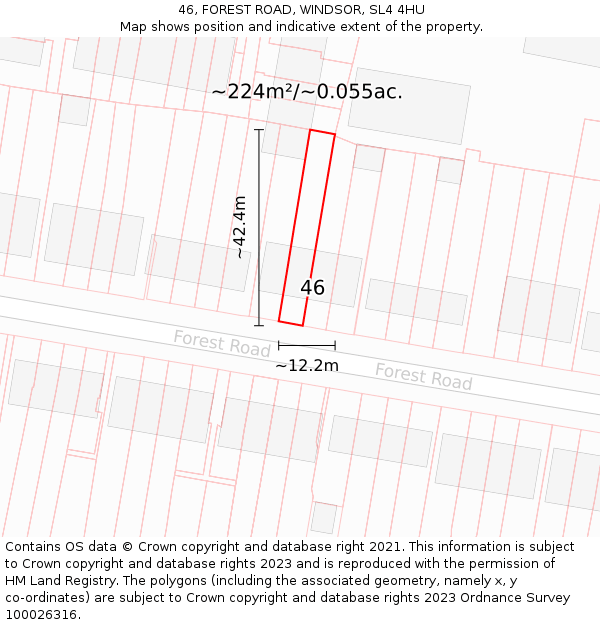46, FOREST ROAD, WINDSOR, SL4 4HU: Plot and title map