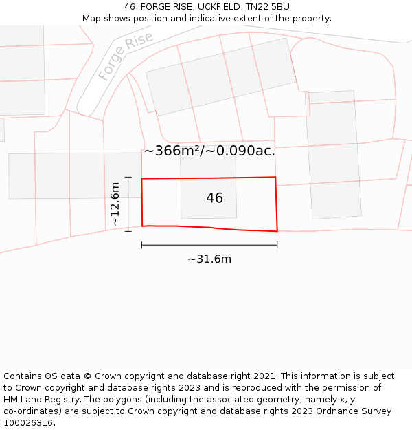 46, FORGE RISE, UCKFIELD, TN22 5BU: Plot and title map