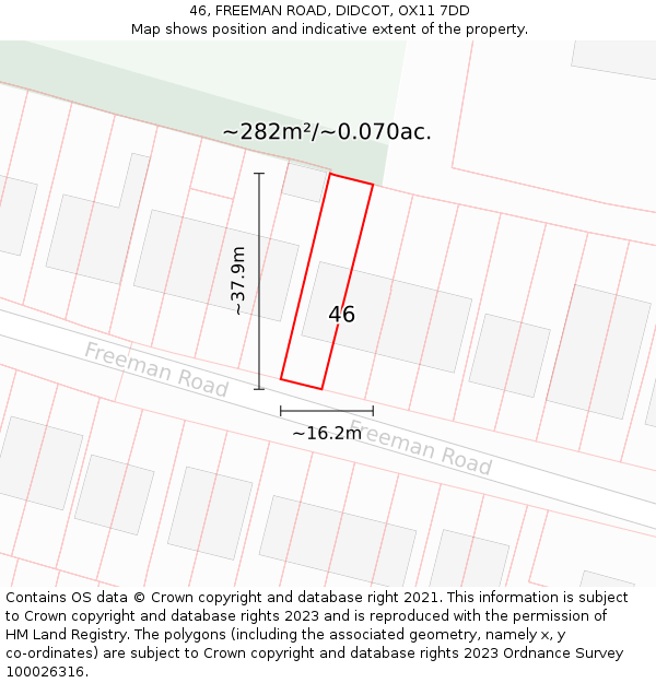 46, FREEMAN ROAD, DIDCOT, OX11 7DD: Plot and title map