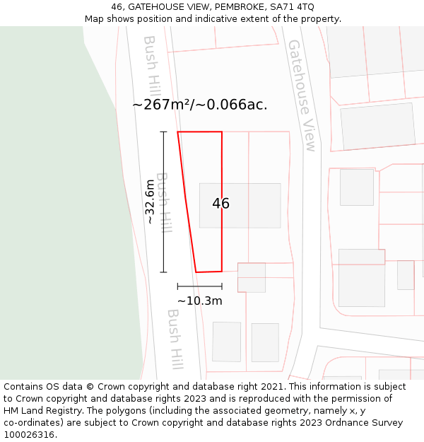 46, GATEHOUSE VIEW, PEMBROKE, SA71 4TQ: Plot and title map