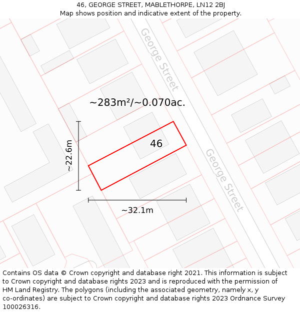 46, GEORGE STREET, MABLETHORPE, LN12 2BJ: Plot and title map