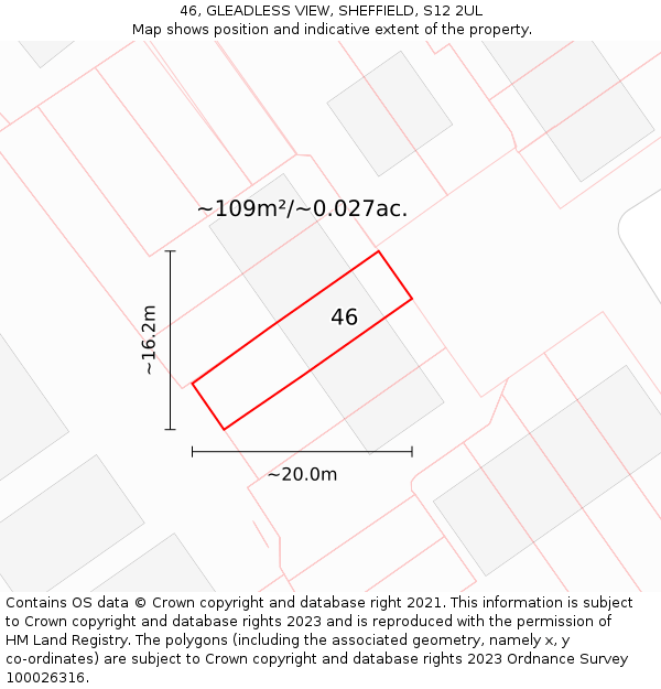 46, GLEADLESS VIEW, SHEFFIELD, S12 2UL: Plot and title map