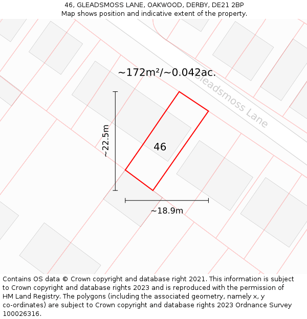 46, GLEADSMOSS LANE, OAKWOOD, DERBY, DE21 2BP: Plot and title map