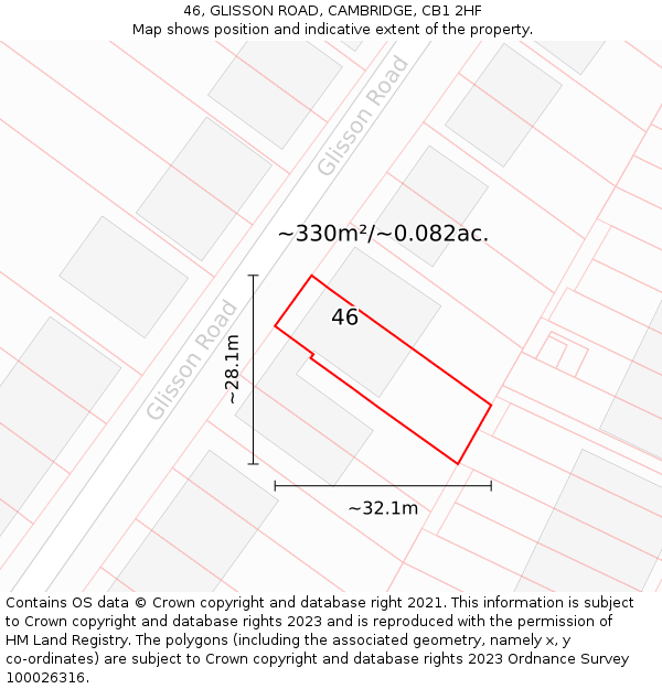 46, GLISSON ROAD, CAMBRIDGE, CB1 2HF: Plot and title map