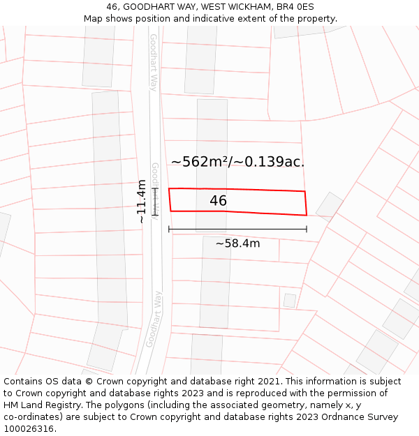 46, GOODHART WAY, WEST WICKHAM, BR4 0ES: Plot and title map