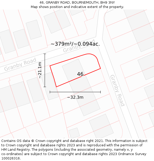 46, GRANBY ROAD, BOURNEMOUTH, BH9 3NY: Plot and title map