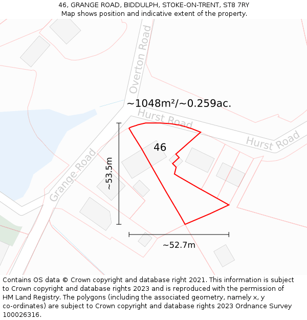 46, GRANGE ROAD, BIDDULPH, STOKE-ON-TRENT, ST8 7RY: Plot and title map