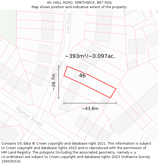 46, HALL ROAD, SMETHWICK, B67 6SQ: Plot and title map