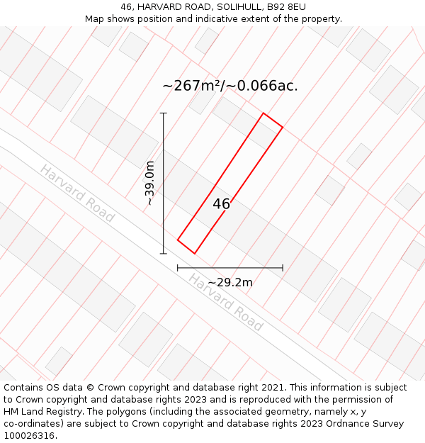 46, HARVARD ROAD, SOLIHULL, B92 8EU: Plot and title map