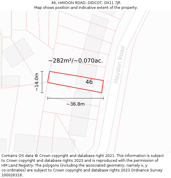 46, HAYDON ROAD, DIDCOT, OX11 7JR: Plot and title map
