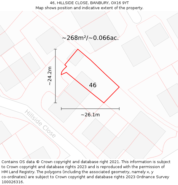 46, HILLSIDE CLOSE, BANBURY, OX16 9YT: Plot and title map