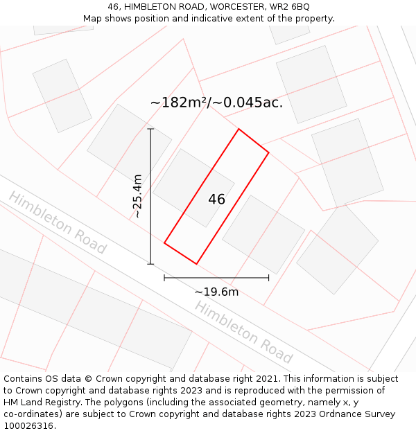 46, HIMBLETON ROAD, WORCESTER, WR2 6BQ: Plot and title map