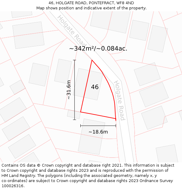 46, HOLGATE ROAD, PONTEFRACT, WF8 4ND: Plot and title map
