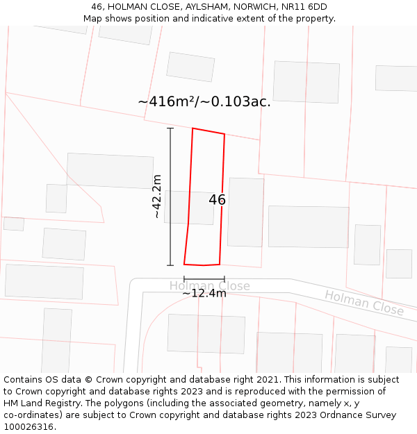46, HOLMAN CLOSE, AYLSHAM, NORWICH, NR11 6DD: Plot and title map