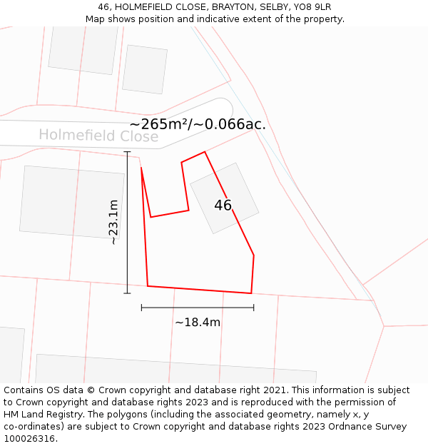 46, HOLMEFIELD CLOSE, BRAYTON, SELBY, YO8 9LR: Plot and title map