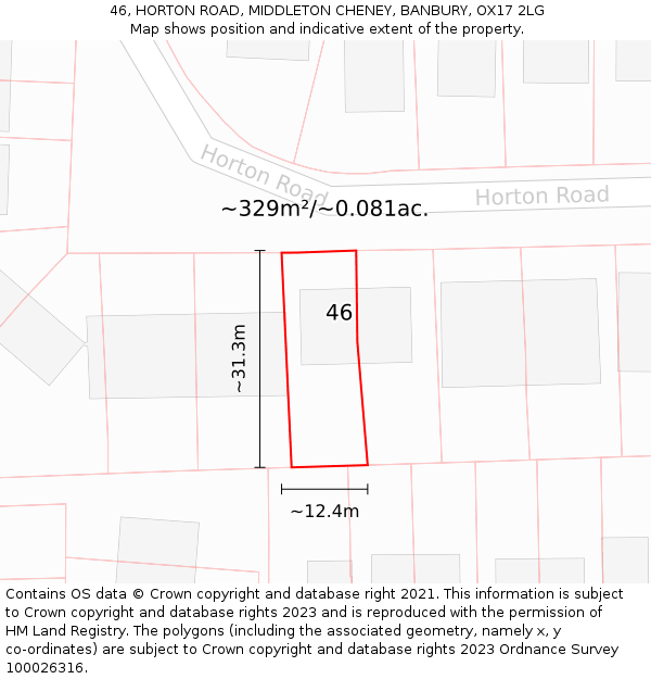 46, HORTON ROAD, MIDDLETON CHENEY, BANBURY, OX17 2LG: Plot and title map