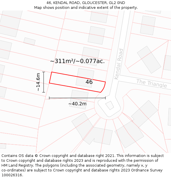 46, KENDAL ROAD, GLOUCESTER, GL2 0ND: Plot and title map