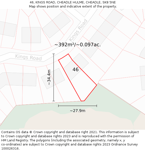 46, KINGS ROAD, CHEADLE HULME, CHEADLE, SK8 5NE: Plot and title map
