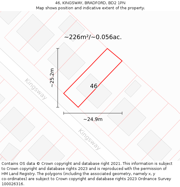 46, KINGSWAY, BRADFORD, BD2 1PN: Plot and title map