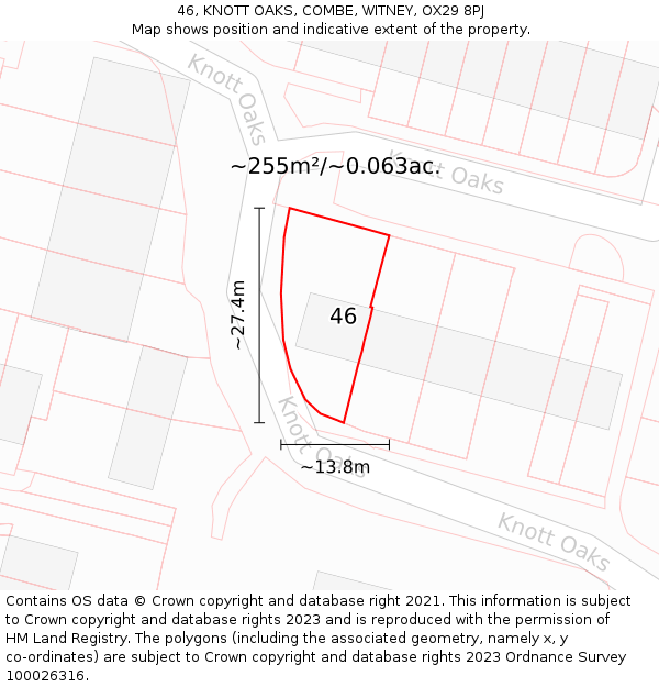 46, KNOTT OAKS, COMBE, WITNEY, OX29 8PJ: Plot and title map