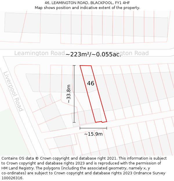 46, LEAMINGTON ROAD, BLACKPOOL, FY1 4HF: Plot and title map