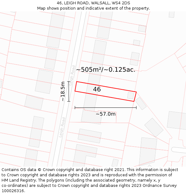 46, LEIGH ROAD, WALSALL, WS4 2DS: Plot and title map
