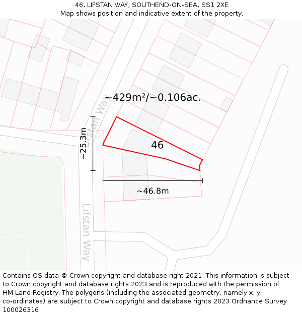 46, LIFSTAN WAY, SOUTHEND-ON-SEA, SS1 2XE: Plot and title map