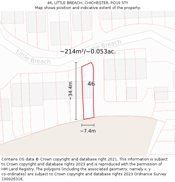 46, LITTLE BREACH, CHICHESTER, PO19 5TY: Plot and title map
