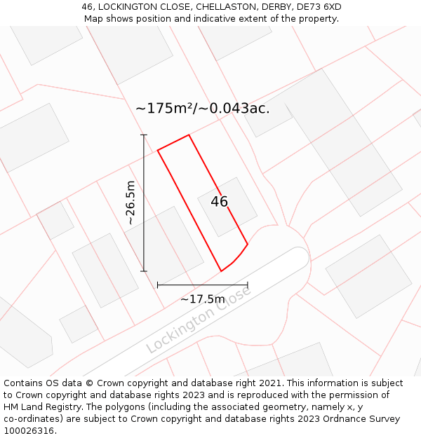 46, LOCKINGTON CLOSE, CHELLASTON, DERBY, DE73 6XD: Plot and title map