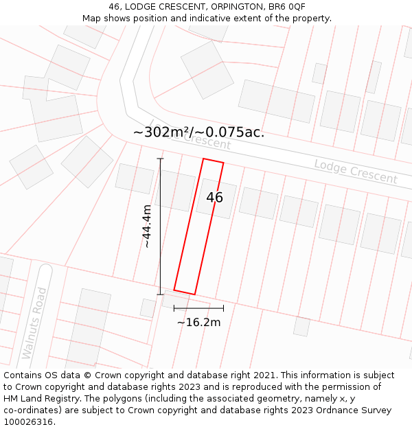 46, LODGE CRESCENT, ORPINGTON, BR6 0QF: Plot and title map