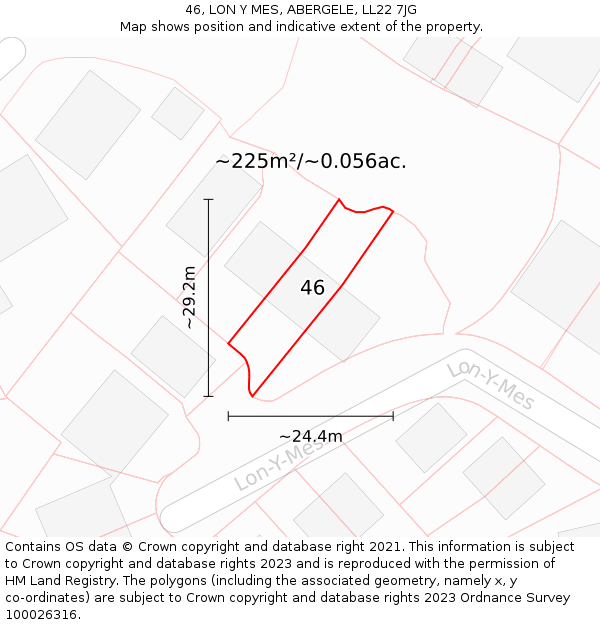 46, LON Y MES, ABERGELE, LL22 7JG: Plot and title map