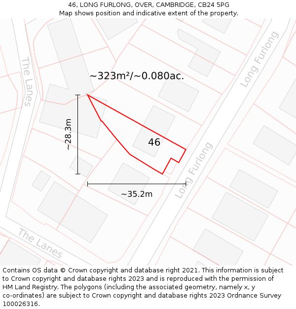 46, LONG FURLONG, OVER, CAMBRIDGE, CB24 5PG: Plot and title map