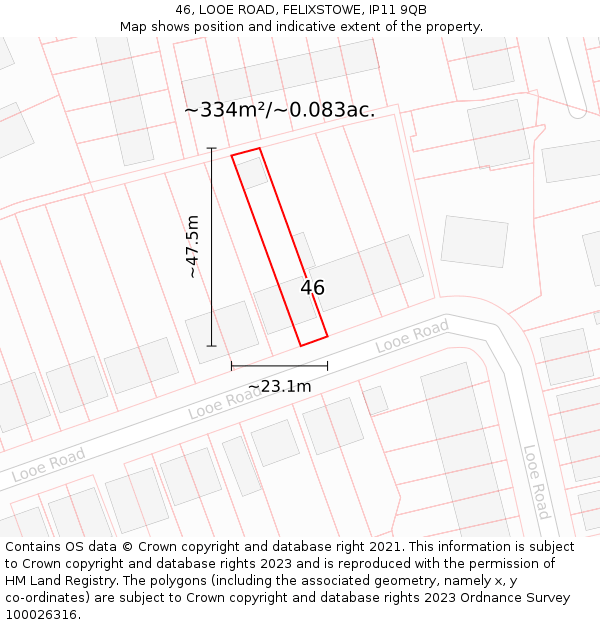46, LOOE ROAD, FELIXSTOWE, IP11 9QB: Plot and title map