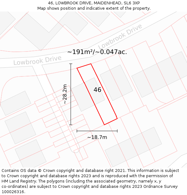 46, LOWBROOK DRIVE, MAIDENHEAD, SL6 3XP: Plot and title map