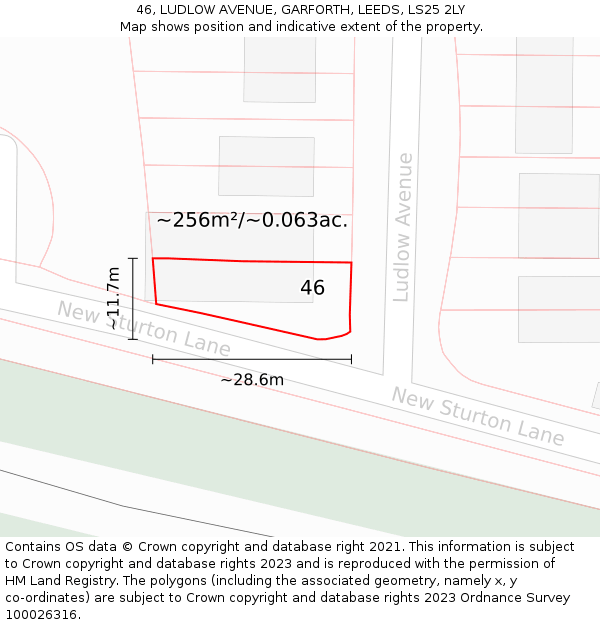 46, LUDLOW AVENUE, GARFORTH, LEEDS, LS25 2LY: Plot and title map