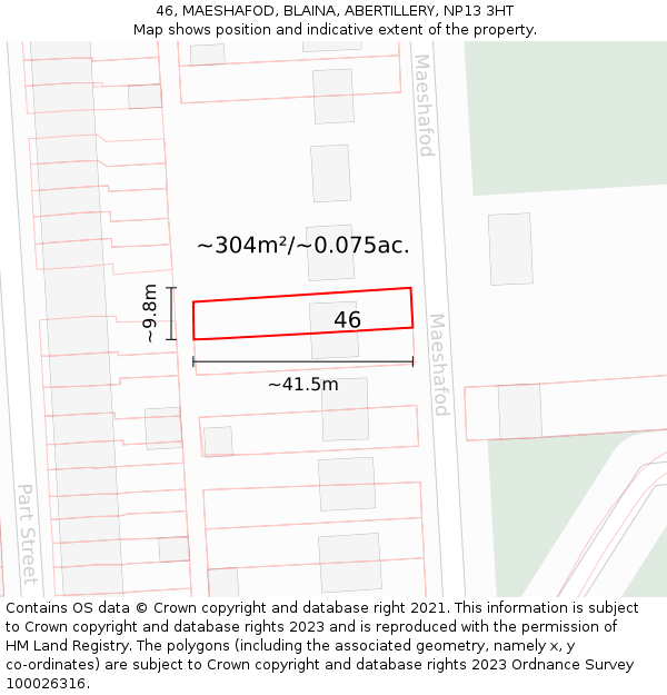 46, MAESHAFOD, BLAINA, ABERTILLERY, NP13 3HT: Plot and title map