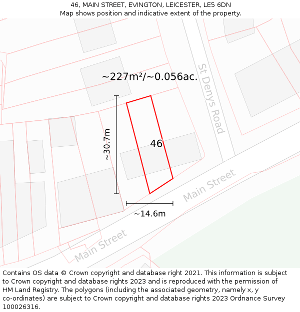 46, MAIN STREET, EVINGTON, LEICESTER, LE5 6DN: Plot and title map