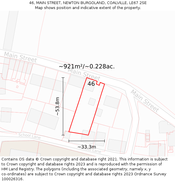 46, MAIN STREET, NEWTON BURGOLAND, COALVILLE, LE67 2SE: Plot and title map